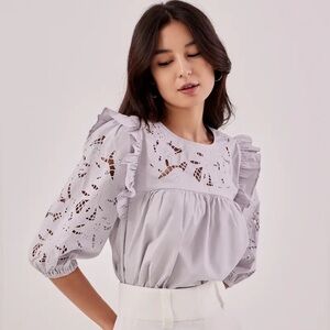 Love Bonito - Wioletta Broderie Frill Top - new with tags